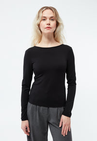 Givn Berlin Longsleeve GBMIMI aus TENCEL™ mit tiefem Rückenausschnitt Longsleeve Black (Tencel)