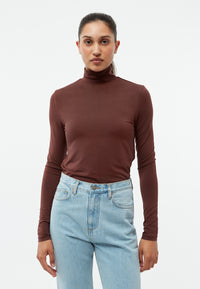 Givn Berlin Longsleeve GBVIDA aus TENCEL™ mit Rollkragen Longsleeve Burned Brown (Tencel)