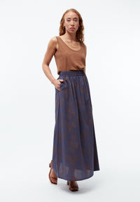 Givn Berlin Maxi-Rock GBDOLLY aus Bio-Baumwoll Crepe Skirt Nightshade Blue (Outlines)