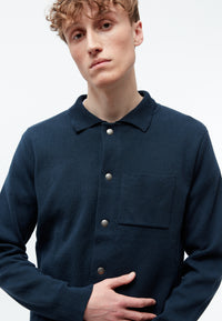Givn Berlin Overshirt GBCHESTER aus Bio-Baumwoll Strick Cardigan Midnight Blue