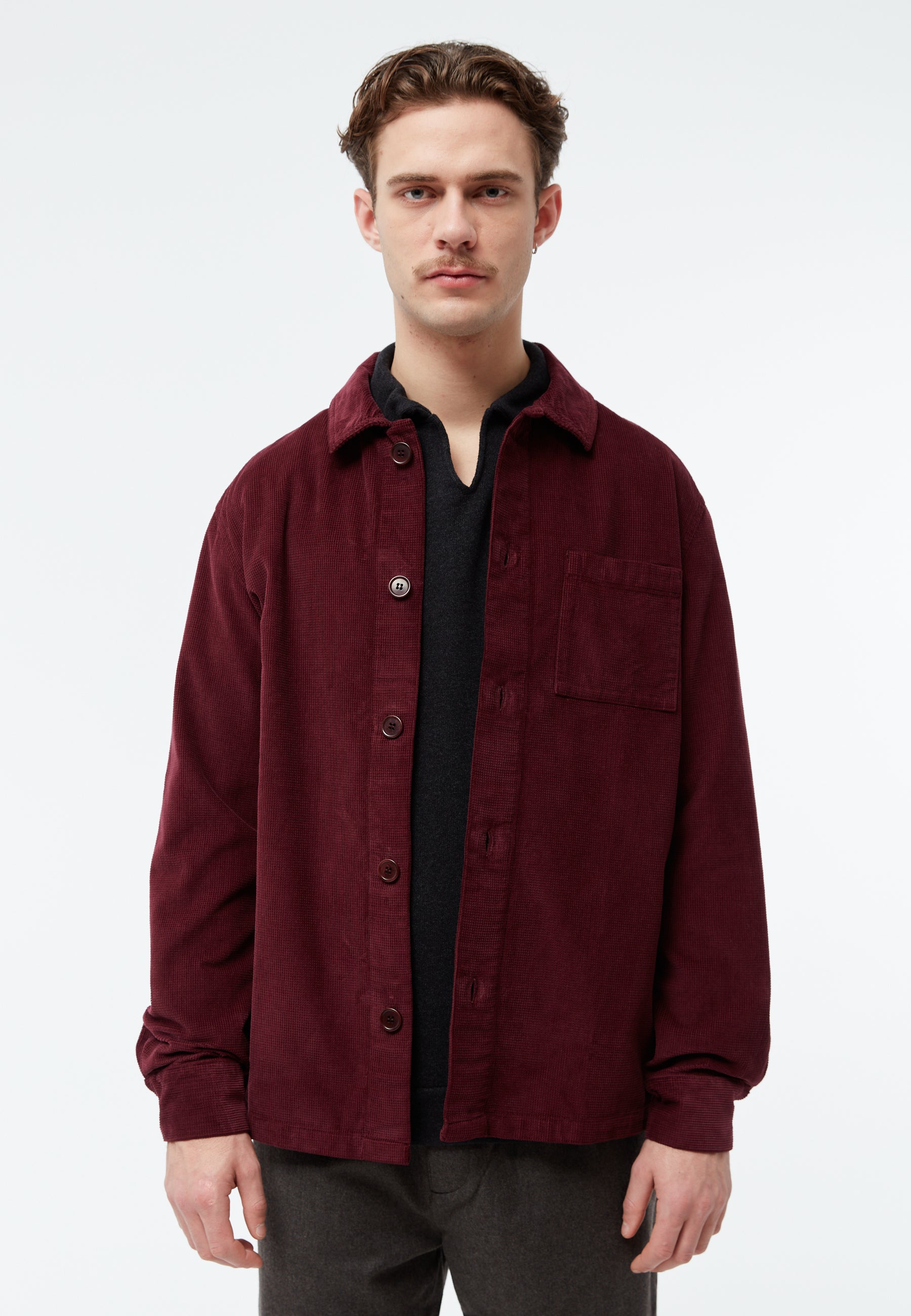 Givn Berlin Overshirt GBCURT aus Bio-Baumwollcord Overshirt Burgundy (Structure)