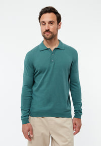 Givn Berlin Polo-Strickpullover GBLINO aus Bio-Baumwolle Sweater Graphite Green