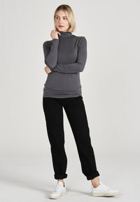 Givn Berlin Rollkragen-Longsleeve VIDA aus TENCEL™ Lyocell Longsleeve Shadow Grey (Tencel)
