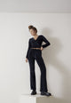 Givn Berlin Samthose GBELODIE flared leg aus Bio-Baumwolle Trousers Dusty Blue