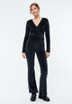 Givn Berlin Samthose GBELODIE flared leg aus Bio-Baumwolle Trousers Dusty Blue
