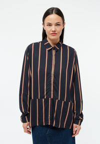 Givn Berlin Streifen-Bluse IVY aus LENZING™ ECOVERO™ Blouse Midnight Blue / Light Camel (Stripes)