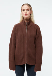 Givn Berlin Strickjacke GBABIGAIL aus Bio-Baumwolle mit Reißverschluss Cardigan Burned Brown