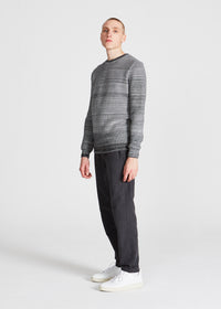 Organic Cotton Knit Sweater ADRIAN - Black / White (Melange)