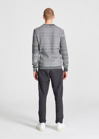 Organic Cotton Knit Sweater ADRIAN - Black / White (Melange)
