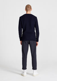 Organic Cotton Knit Sweater ADRIAN - Blue