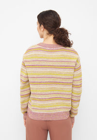 Givn Berlin Strickpullover ARIA aus Bio-Baumwolle Sweater White / Lime / Violet (Stripes)