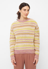 Givn Berlin Strickpullover ARIA aus Bio-Baumwolle Sweater White / Lime / Violet (Stripes)