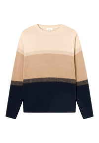 Givn Berlin Strickpullover DALE aus recycelter Wolle Sweater Acryl / Camel / Blue