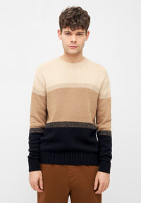 Givn Berlin Strickpullover DALE aus recycelter Wolle Sweater Acryl / Camel / Blue