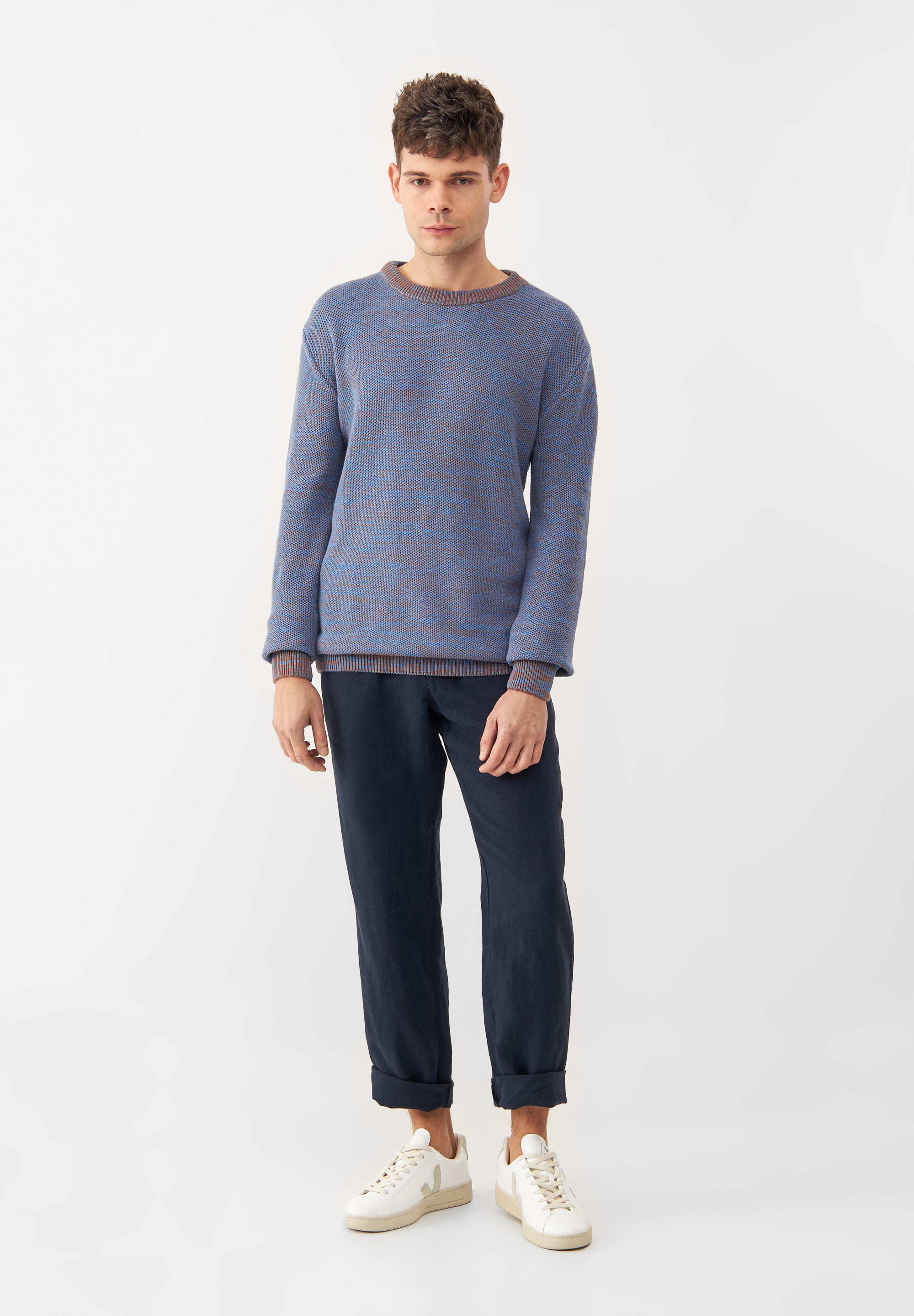Givn Berlin Strickpullover GBAIDEN relaxed aus Bio-Baumwolle Sweater Beige / Blue (Melange)