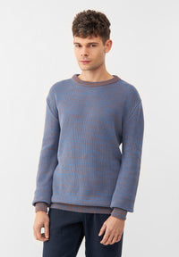 Givn Berlin Strickpullover GBAIDEN relaxed aus Bio-Baumwolle Sweater Beige / Blue (Melange)