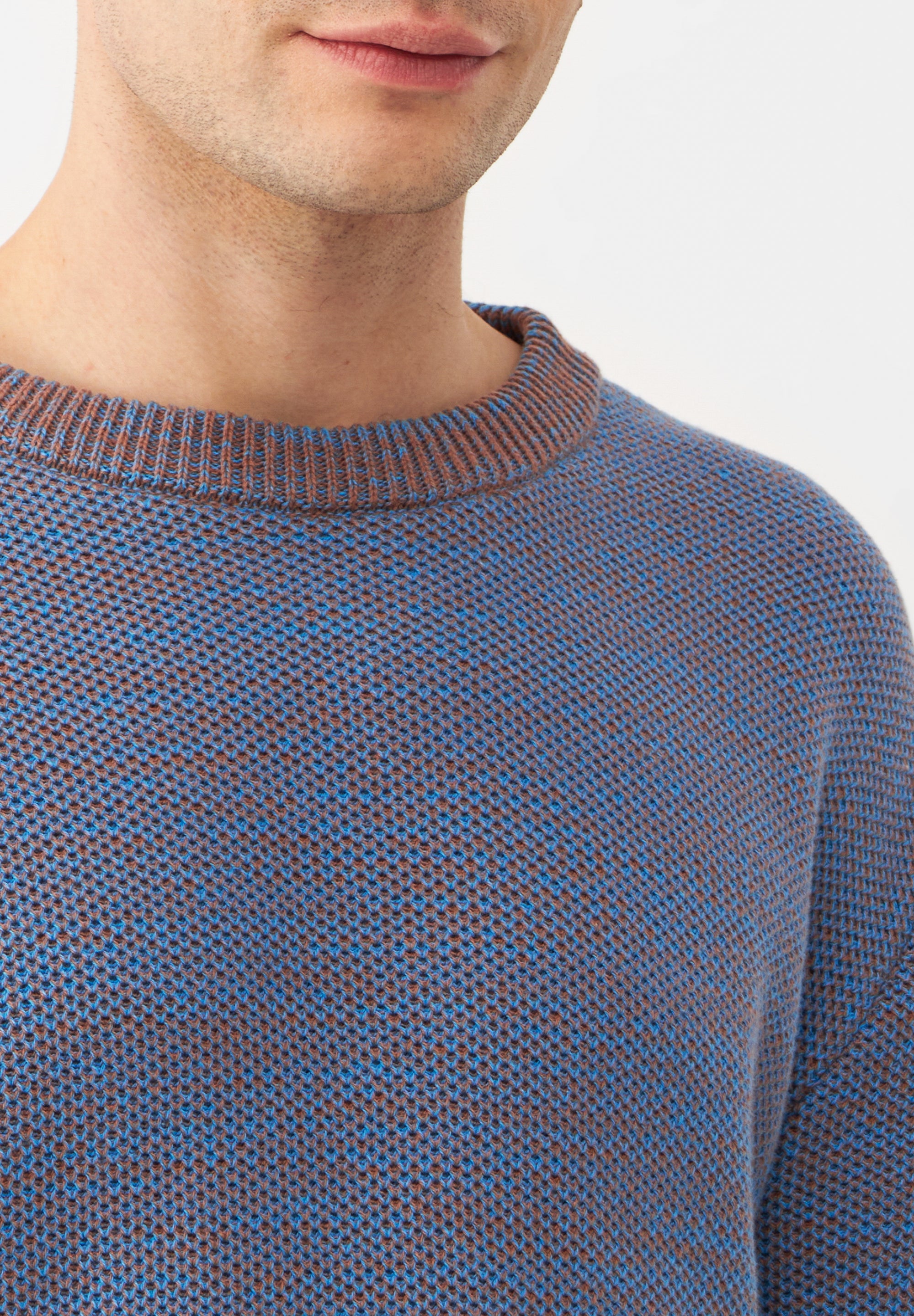 Givn Berlin Strickpullover GBAIDEN relaxed aus Bio-Baumwolle Sweater Beige / Blue (Melange)