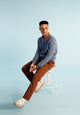 Givn Berlin Strickpullover GBAIDEN relaxed aus Bio-Baumwolle Sweater Beige / Blue (Melange)
