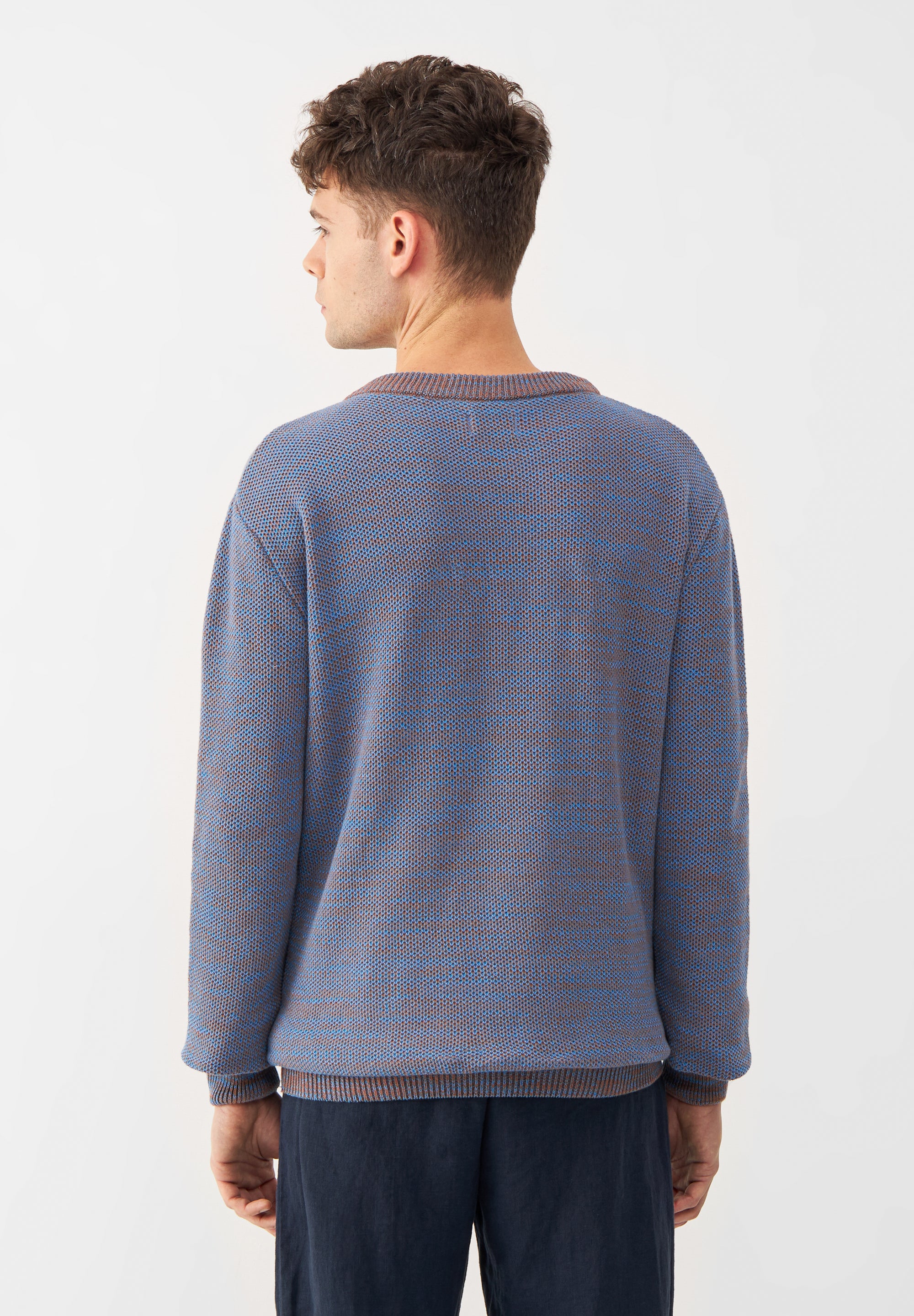 Givn Berlin Strickpullover GBAIDEN relaxed aus Bio-Baumwolle Sweater Beige / Blue (Melange)