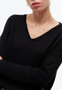 Givn Berlin Strickpullover GBLILLE cropped aus Bio-Baumwolle im Jacquard Muster Sweater Black (Jacquard)