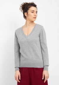 Givn Berlin Strickpullover LOUISA aus recycelter Wolle Sweater Grey Melange