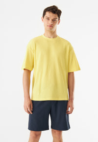 Givn Berlin Strukturiertes T-Shirt GBCLIFF relaxed Fit aus Bio-Baumwolle T-Shirt Lemon (Waffle)
