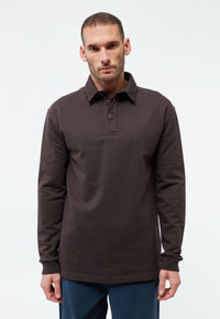 Givn Berlin Sweater GBHANNES aus Bio-Baumwolle mit Kragen und Knopfleiste Sweater Coffee Brown