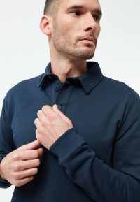 Givn Berlin Sweater GBHANNES aus Bio-Baumwolle mit Kragen und Knopfleiste Sweater Midnight Blue