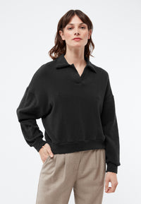 Givn Berlin Sweater GBRESA aus recycelter Baumwolle mit Kragen Sweater Dark Grey