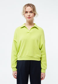 Givn Berlin Sweater GBRESA aus recycelter Baumwolle mit Kragen Sweater Lime Green
