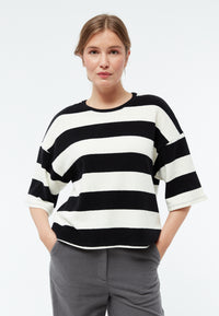 Givn Berlin Sweater GBSELMA aus recycelter Baumwolle Sweater Off White / Black (Stripes)