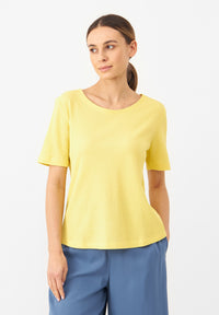 Givn Berlin T-Shirt GBCAPRINA relaxed Fit aus Bio-Baumwolle T-Shirt Lemon (Waffle)