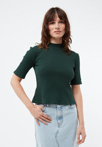 Givn Berlin T-Shirt GBGINETTA aus Bio-Baumwoll Rippjersey T-Shirt Bottle Green (Rib)