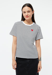 Givn Berlin T-Shirt GBJULIA (HEART) aus Bio-Baumwolle mit Stickerei T-Shirt Black / White (Stripes)