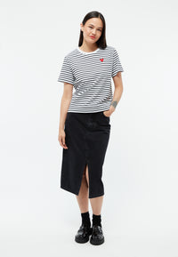 Givn Berlin T-Shirt GBJULIA (HEART) aus Bio-Baumwolle mit Stickerei T-Shirt Black / White (Stripes)