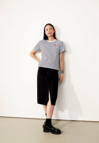 Givn Berlin T-Shirt GBJULIA (HEART) aus Bio-Baumwolle mit Stickerei T-Shirt Black / White (Stripes)