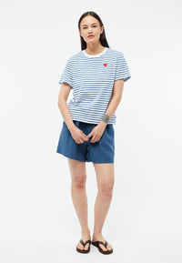Givn Berlin T-Shirt GBJULIA (HEART) aus Bio-Baumwolle mit Stickerei T-Shirt Blazing Blue / White (Stripes)