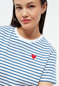 Givn Berlin T-Shirt GBJULIA (HEART) aus Bio-Baumwolle mit Stickerei T-Shirt Blazing Blue / White (Stripes)