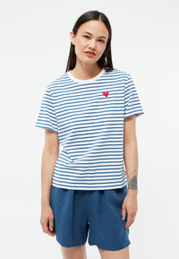 Givn Berlin T-Shirt GBJULIA (HEART) aus Bio-Baumwolle mit Stickerei T-Shirt Blazing Blue / White (Stripes)