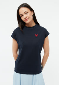 Givn Berlin T-Shirt GBLAILA (HEART) aus Bio-Baumwolle mit Stickerei T-Shirt Midnight Blue