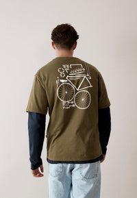 Givn Berlin T-Shirt GBLASSE (BIKE PARTS) aus Bio-Baumwoll Jersey mit Print T-Shirt Khaki