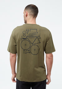 Givn Berlin T-Shirt GBLASSE (BIKE PARTS) aus Bio-Baumwoll Jersey mit Print T-Shirt Khaki / Black
