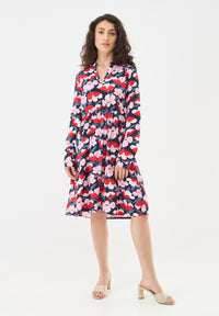 Givn Berlin Volantkleid GBMARIANNA aus LENZING™ ECOVERO™ Dress Red / Pink (Flowers)