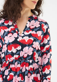 Givn Berlin Volantkleid GBMARIANNA aus LENZING™ ECOVERO™ Dress Red / Pink (Flowers)
