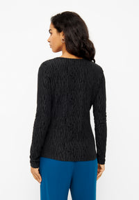 Givn Berlin Wickelbluse CLEA aus Bio-Baumwolle Longsleeve Black (Structure)