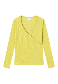 Givn Berlin Wickelbluse CLEA aus Bio-Baumwolle Longsleeve Dusty Lime (Structure)