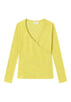 Givn Berlin Wickelbluse CLEA aus Bio-Baumwolle Longsleeve Dusty Lime (Structure)