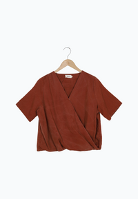 Second Hand Wickelbluse MISHA aus TENCEL™ REFIBRA™ Lyocell - Terracotta (Refibra) - L