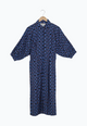 Second Hand Tailliertes Kleid GBNATALINA aus LENZING™ ECOVERO™ mit dekorativen Falten - Blue / Light Pink - S