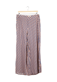 Secondhand MARLEEN Pants made from LENZING™ ECOVERO™ - Terracotta / Blue (Geometric) - XL